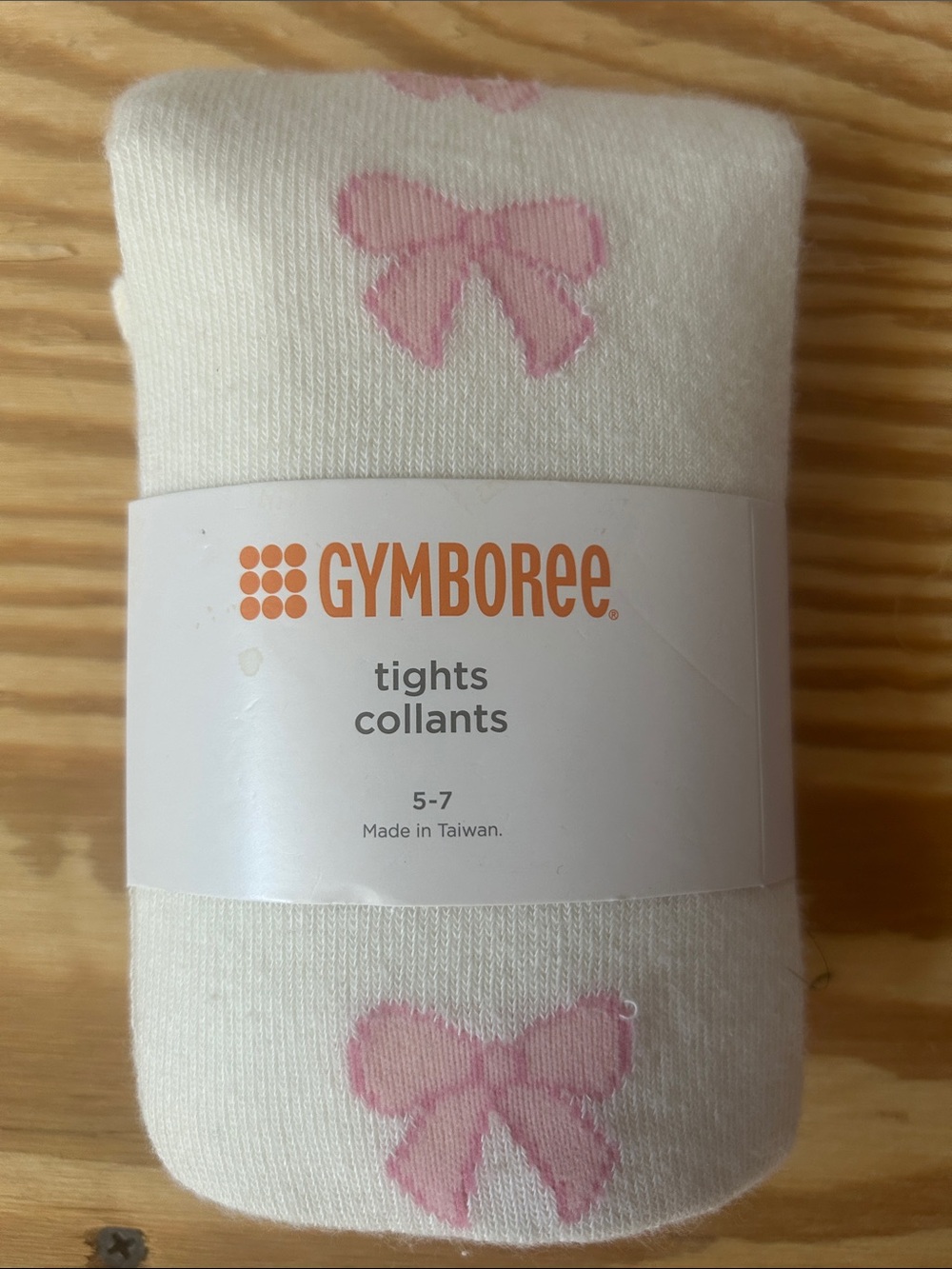 Gymboree White Tights with Pink Bow Accents